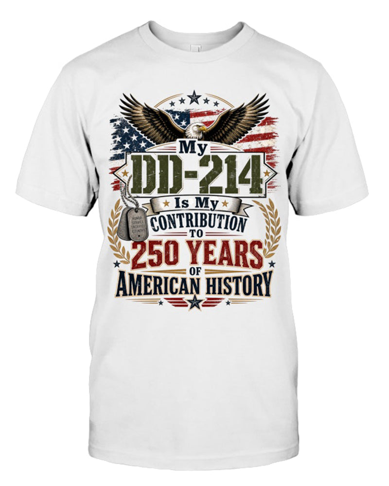 United States 250 Anniversary DD-214 Veterans Commemorative Printed Tee