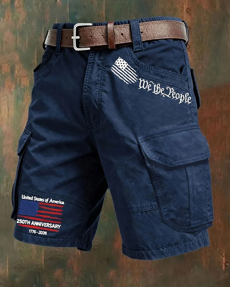US 250 Anniversary We The People Flag Printed Crane Shorts
