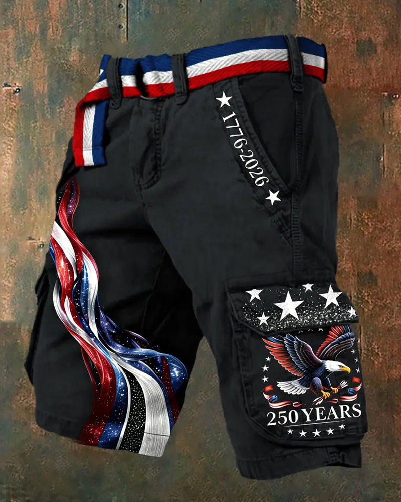 American 250 Anniversary Eagle Flag Elemental Print Tooling Shorts