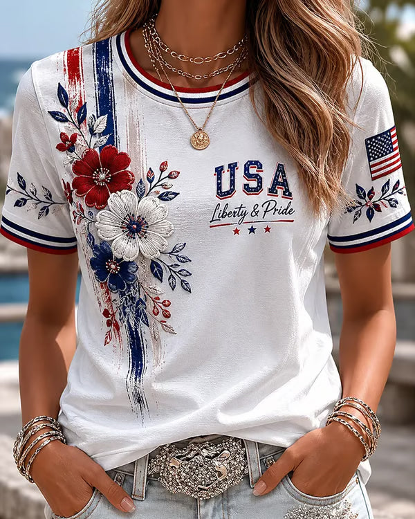 250th Anniversary Graffiti Flowers Crew Neck Short Sleeve Tshirt