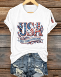 100% Cotton 250th Anniversary Graffiti Letters Print Crew Neck Short Sleeve Tshirt