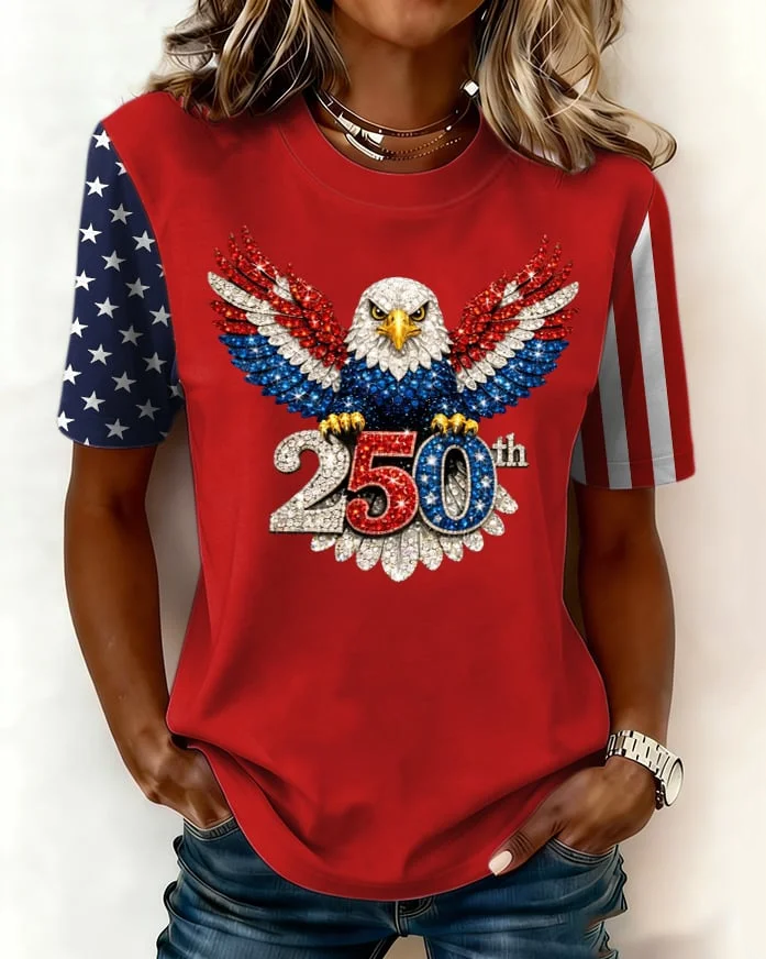 250th Anniversary Bald Eagle Crew Neck Short Sleeve Tshirt
