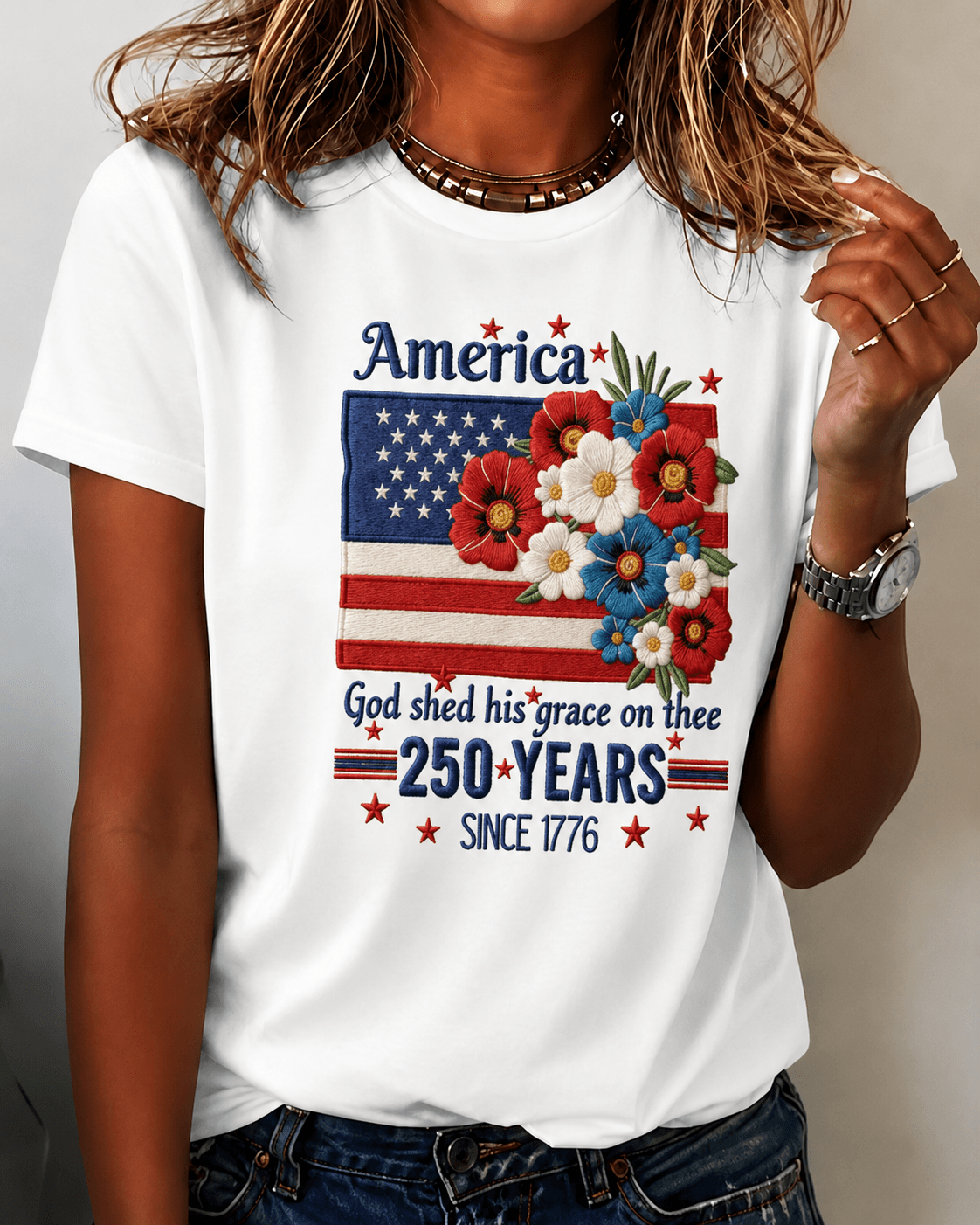 100% Cotton 250 years since 1776 Crew Neck Short Sleeve Tshirt