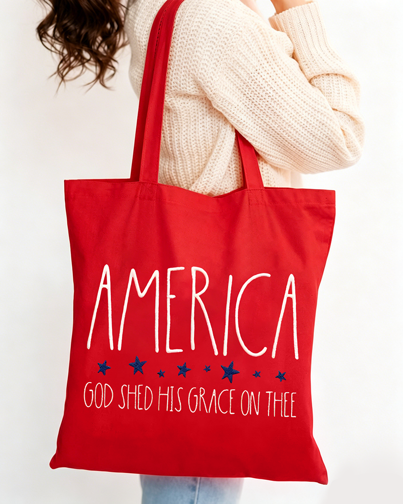GOD SHED HIS GRACE ON THEE Print Zipper Canvas Tote Bag