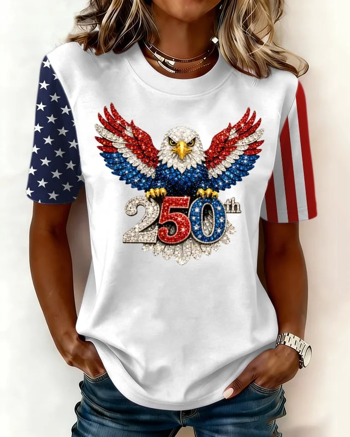 250th Anniversary Bald Eagle Crew Neck Short Sleeve Tshirt