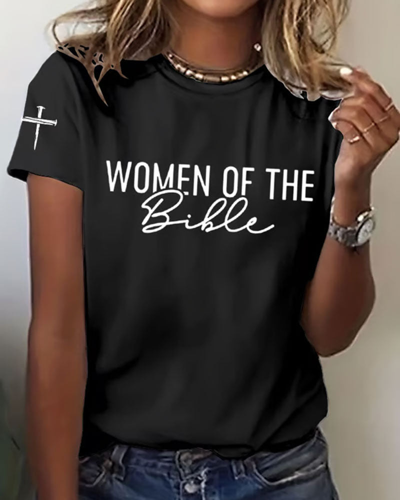 Bible Women Story Printed Short Sleeve T-Shirt