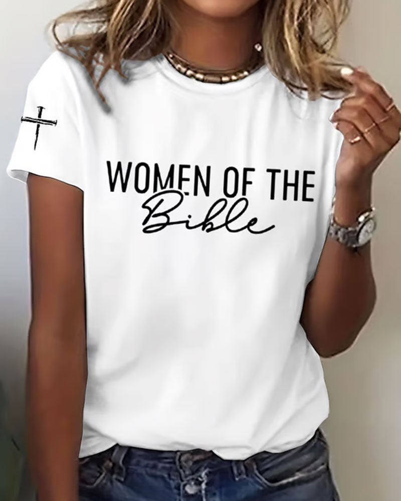 Bible Women Story Printed Short Sleeve T-Shirt
