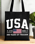 1776-2026 USA 250th Anniversary Zipper Canvas Tote Bag