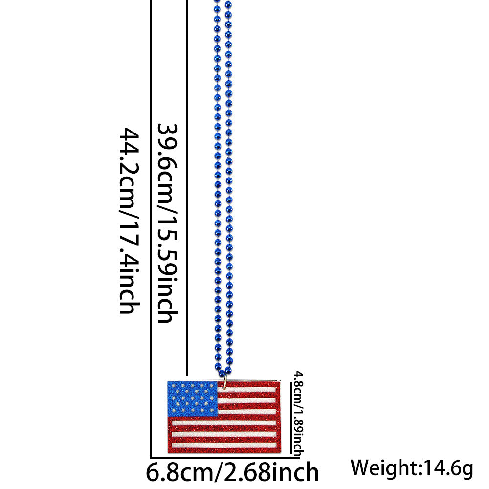 USA Flag Holiday Party Pendant Necklace