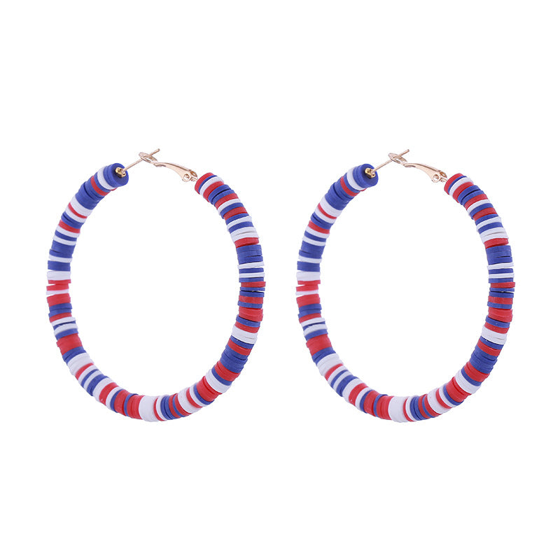 Red, White And Blue Tricolor American Patriotic Simple Earrings Bracelet Jewelry