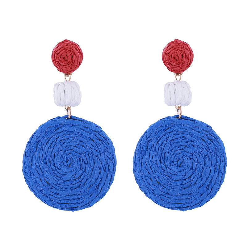 Red, White And Blue Tricolor American Patriotic Simple Earrings Bracelet Jewelry