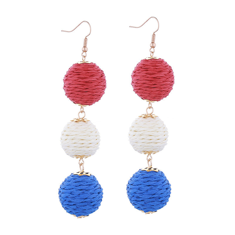Red, White And Blue Tricolor American Patriotic Simple Earrings Bracelet Jewelry