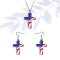 Independence Day Flag Color Five-pointed Star Love Map USA Alphabet Earrings Necklace Set