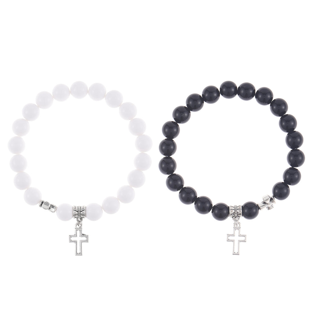 Hollow Cross Beaded Couple Bracelet
