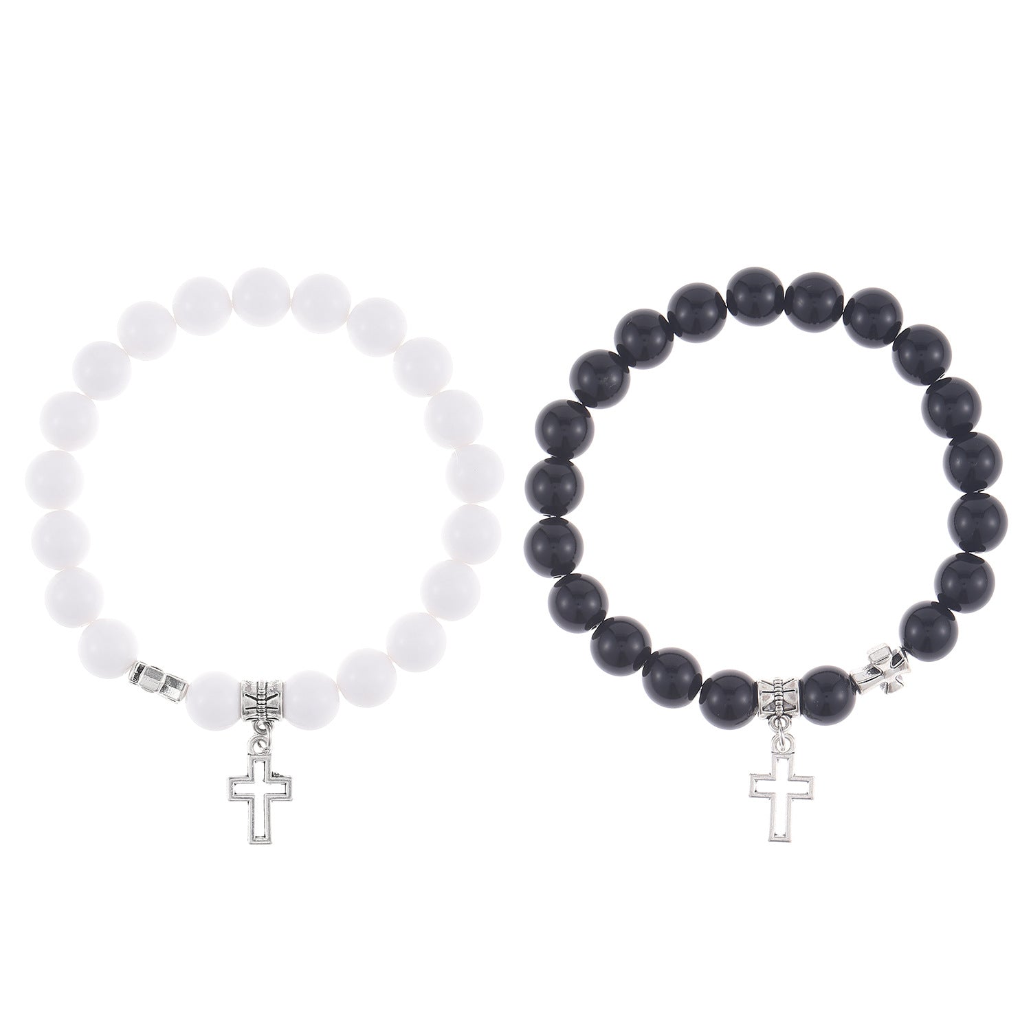 Hollow Cross Beaded Couple Bracelet