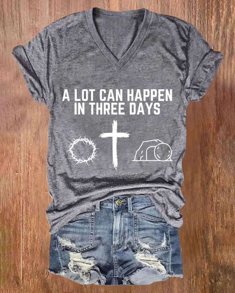 Briar Cross Tomb-Print V-Neck Short-Sleeve Tee
