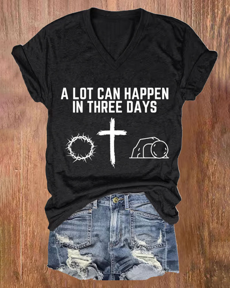 Briar Cross Tomb-Print V-Neck Short-Sleeve Tee