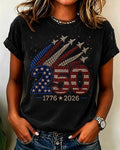 100% Cotton USA 250th Anniversary Crew Neck Short Sleeve Tshirt