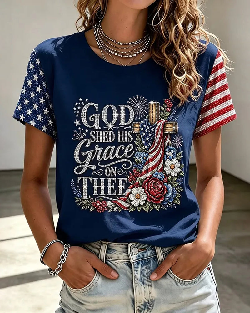 Women'S Casual Patriotic T-Shirt