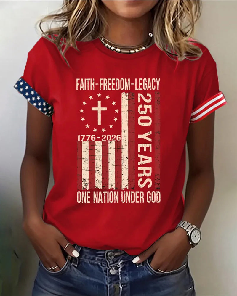 Women'S Casual Patriotic T-Shirt
