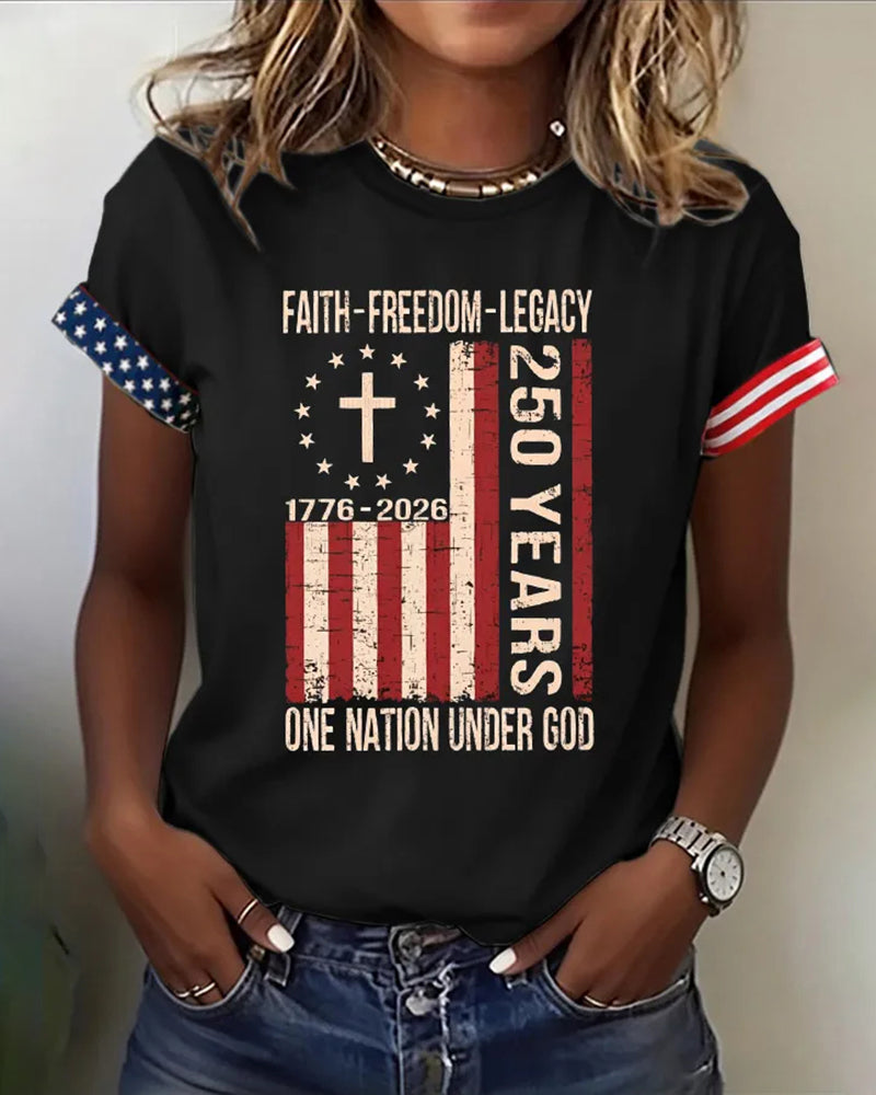 Women'S Casual Patriotic T-Shirt