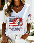Women'S America Flower Print Printed T-Shirt
