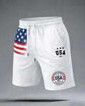 Striped Patchwork Star Stripe USA Badge Shorts