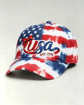 Tie-Dye Star-Strip Bottom Bow USA Letter 1776 Embroidered American-Style Sunhat