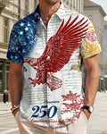 American 250 Anniversary Red Eagle Vintage Manuscript Print Short Sleeve Shirt