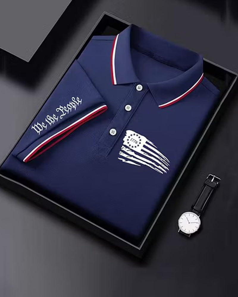 1776 Tear Flag We The People Men's Polo Shirt