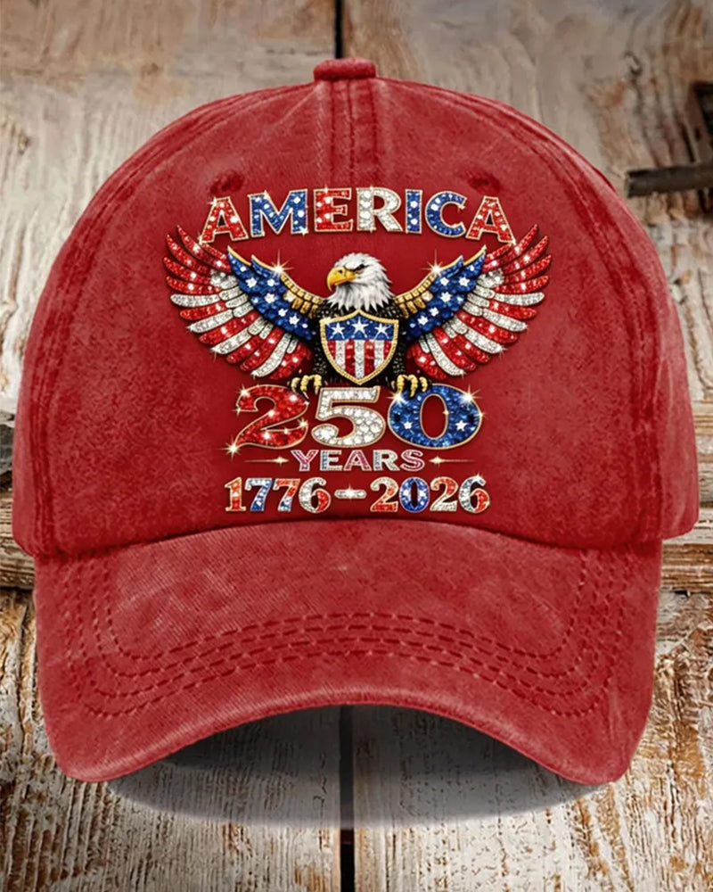 White Head Sea Eagle AMERICA250 Anniversary Printed Casual Cap