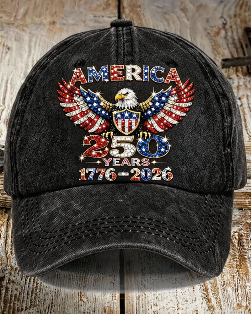 White Head Sea Eagle AMERICA250 Anniversary Printed Casual Cap