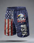 250 Anniversary Bald Eagle Dressed Stars And Stripes Print Casual Shorts