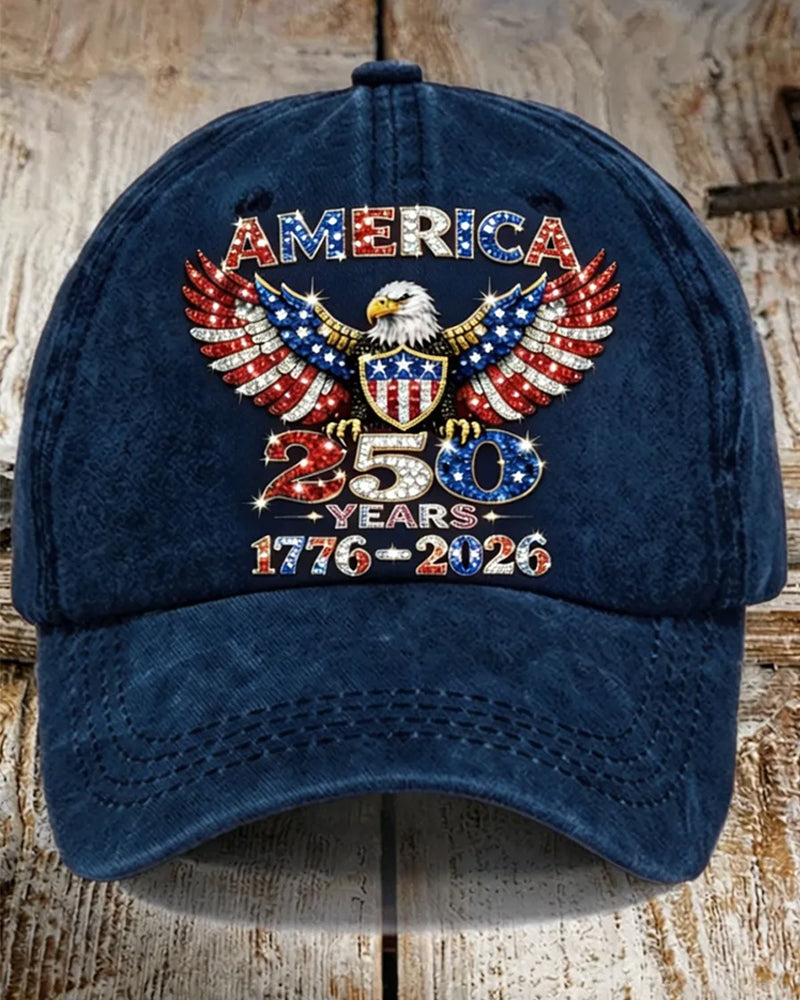 White Head Sea Eagle AMERICA250 Anniversary Printed Casual Cap