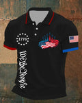 1776 We The People Airplane Flag-Print Polo Shirt