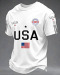 USA Star-Stripped Armband Printed Men's Short-Sleeved T-Shirt