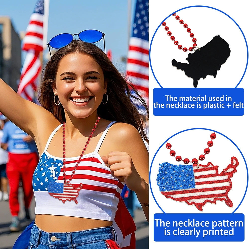 USA Flag Holiday Party Pendant Necklace