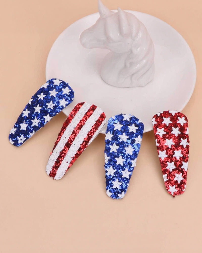 U.S. Independence Day Glitter Star Flag Hair Accessories