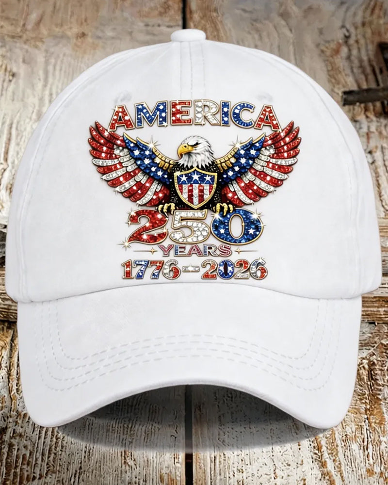 White Head Sea Eagle AMERICA250 Anniversary Printed Casual Cap