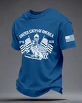 American 250 Anniversary Bald Eagle Torch Independence Bell Printed Short Sleeve T-Shirt