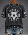 Contrast Soccer Cross Scripture Print Casual Round Neck Short Sleeve Tee