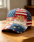 Do Old Splicing National Flag Gold Embroidered 250 Digital 1776-2026 Retro Sunshade Baseball Cap