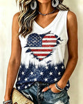 Love Distressed National Flag V-neck Sleeveless Casual Vest