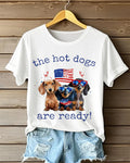 American Flag Dachshund The Hot Dogs Are Ready Fun Print Short Sleeve Tee