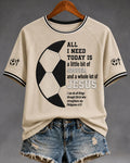 Half Moon Football Pattern Jesus Theme English Scripture Print Casual Round Neck Short Sleeve T-Shirt