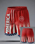 American 250 Anniversary Gradient Stars And Stripes USA Letter Casual Shorts