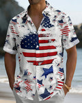 Stars American Flag Full Print Casual Short Sleeve Shirt