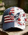 Half Star Bar Half Floral Butterfly Cross Embroidered American Baseball Cap