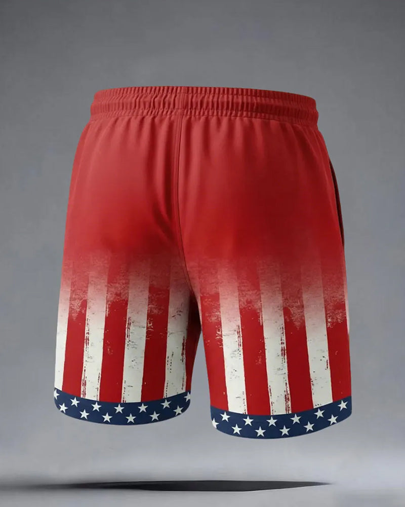 American 250 Anniversary Gradient Stars And Stripes USA Letter Casual Shorts