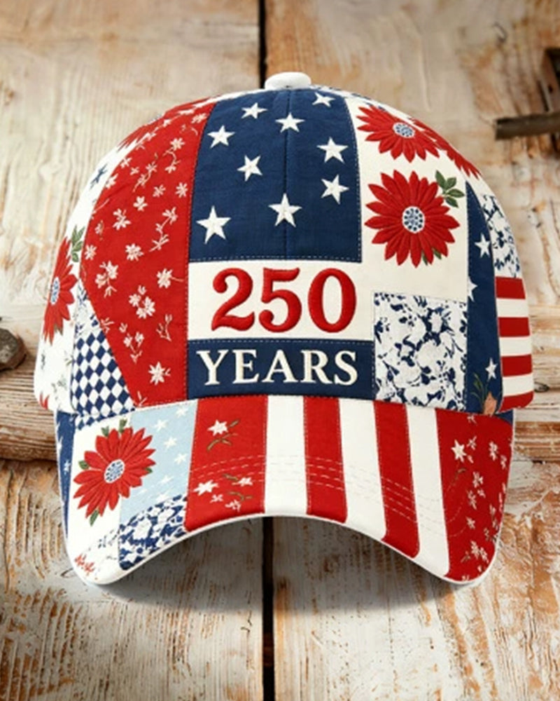 Patchwork Flag Sunflower 250 Letter Printed American Style Cap